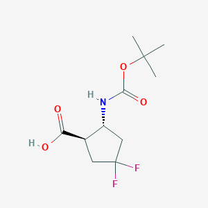 molecular formula C11H17F2NO4 B2583529 cis-2-[[(1,1-dimethylethoxy)carbonyl]amino]-4,4-difluoro-Cyclopentanecarboxylicacid CAS No. 2309433-18-7