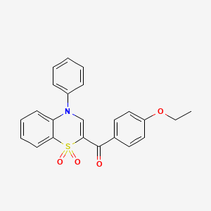 molecular formula C23H19NO4S B2583530 (1,1-dioxido-4-phenyl-4H-1,4-benzothiazin-2-yl)(4-ethoxyphenyl)methanone CAS No. 1114872-00-2