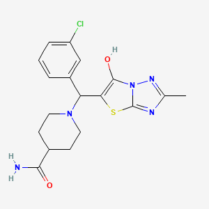 1-((3-Chlorophenyl)(6-hydroxy-2-methylthiazolo[3,2-b][1,2,4]triazol-5-yl)methyl)piperidine-4-carboxamide