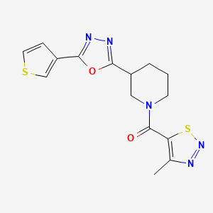 molecular formula C15H15N5O2S2 B2583543 (4-甲基-1,2,3-噻二唑-5-基)(3-(5-(噻吩-3-基)-1,3,4-噁二唑-2-基)哌啶-1-基)甲酮 CAS No. 1797587-28-0