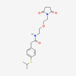 molecular formula C19H26N2O4S B2583546 N-(2-(2-(2,5-二氧代吡咯烷-1-基)乙氧基)乙基)-2-(4-(异丙硫基)苯基)乙酰胺 CAS No. 2034392-11-3