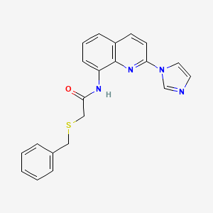 molecular formula C21H18N4OS B2583557 N-(2-(1H-imidazol-1-yl)quinolin-8-yl)-2-(benzylthio)acetamide CAS No. 1226435-06-8