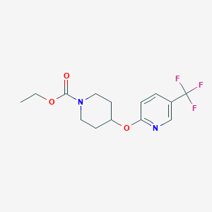 molecular formula C14H17F3N2O3 B2583584 Ethyl 4-((5-(trifluoromethyl)pyridin-2-yl)oxy)piperidine-1-carboxylate CAS No. 1421508-36-2