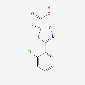 molecular formula C11H10ClNO3 B2583589 3-(2-Chloro-phenyl)-5-methyl-4,5-dihydro-isoxazole-5-carboxylic acid CAS No. 878427-08-8