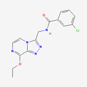 molecular formula C15H14ClN5O2 B2583591 3-chloro-N-((8-ethoxy-[1,2,4]triazolo[4,3-a]pyrazin-3-yl)methyl)benzamide CAS No. 2034282-30-7
