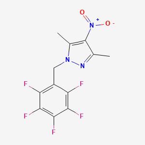 molecular formula C12H8F5N3O2 B2583595 3,5-dimethyl-4-nitro-1-(pentafluorobenzyl)-1H-pyrazole CAS No. 957481-97-9