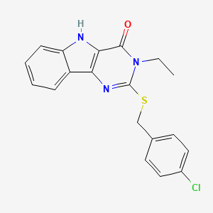 2-((4-chlorobenzyl)thio)-3-ethyl-3H-pyrimido[5,4-b]indol-4(5H)-one