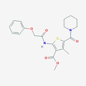 molecular formula C21H24N2O5S B258360 Methyl 4-methyl-2-{[(phenyloxy)acetyl]amino}-5-(piperidin-1-ylcarbonyl)thiophene-3-carboxylate 