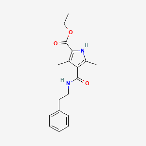 molecular formula C18H22N2O3 B2583600 ethyl 3,5-dimethyl-4-(phenethylcarbamoyl)-1H-pyrrole-2-carboxylate CAS No. 847461-57-8