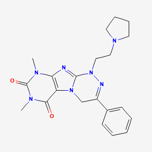molecular formula C21H25N7O2 B2583603 7,9-dimethyl-3-phenyl-1-(2-(pyrrolidin-1-yl)ethyl)-7,9-dihydro-[1,2,4]triazino[3,4-f]purine-6,8(1H,4H)-dione CAS No. 923675-75-6