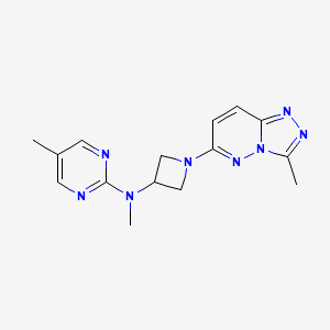 molecular formula C15H18N8 B2583604 N,5-dimethyl-N-(1-{3-methyl-[1,2,4]triazolo[4,3-b]pyridazin-6-yl}azetidin-3-yl)pyrimidin-2-amine CAS No. 2201364-49-8