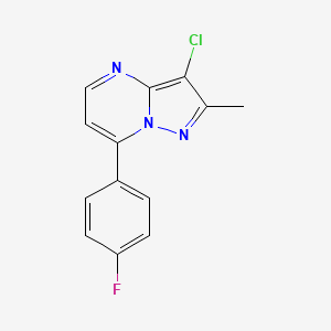 molecular formula C13H9ClFN3 B2583608 3-氯-7-(4-氟苯基)-2-甲基吡唑并[1,5-a]嘧啶 CAS No. 676333-55-4