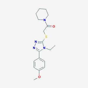 molecular formula C18H24N4O2S B258361 1-[({4-ethyl-5-[4-(methyloxy)phenyl]-4H-1,2,4-triazol-3-yl}sulfanyl)acetyl]piperidine 