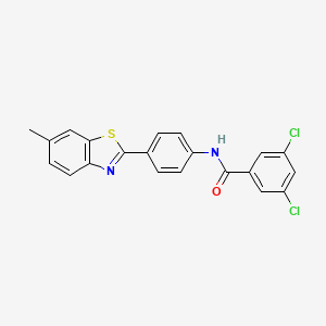 molecular formula C21H14Cl2N2OS B2583623 3,5-二氯-N-[4-(6-甲基-1,3-苯并噻唑-2-基)苯基]苯甲酰胺 CAS No. 307325-98-0