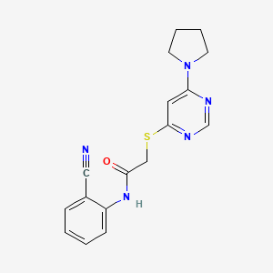 molecular formula C17H17N5OS B2583627 N-(2-cyanophenyl)-2-((6-(pyrrolidin-1-yl)pyrimidin-4-yl)thio)acetamide CAS No. 1251625-23-6