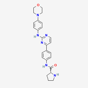 molecular formula C25H28N6O2 B2583632 (2r)-N-[4-[2-[(4-Morpholin-4-Ylphenyl)amino]pyrimidin-4-Yl]phenyl]pyrrolidine-2-Carboxamide CAS No. 945750-13-0