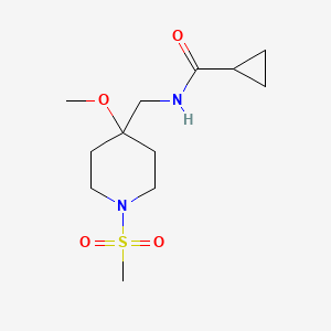 molecular formula C12H22N2O4S B2583642 N-[(1-methanesulfonyl-4-methoxypiperidin-4-yl)methyl]cyclopropanecarboxamide CAS No. 2415512-89-7