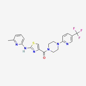 molecular formula C20H19F3N6OS B2583648 (2-((6-甲基吡啶-2-基)氨基)噻唑-4-基)(4-(5-(三氟甲基)吡啶-2-基)哌嗪-1-基)甲酮 CAS No. 1286703-40-9