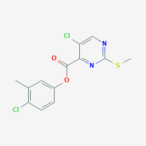 molecular formula C13H10Cl2N2O2S B2583652 4-Chloro-3-methylphenyl 5-chloro-2-(methylsulfanyl)pyrimidine-4-carboxylate CAS No. 879958-32-4