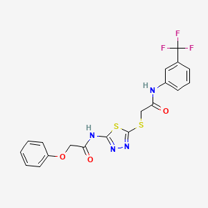 molecular formula C19H15F3N4O3S2 B2583658 N-(5-((2-oxo-2-((3-(trifluoromethyl)phenyl)amino)ethyl)thio)-1,3,4-thiadiazol-2-yl)-2-phenoxyacetamide CAS No. 897620-55-2