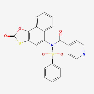 molecular formula C23H14N2O5S2 B2583665 N-(2-oxonaphtho[2,1-d][1,3]oxathiol-5-yl)-N-(phenylsulfonyl)isonicotinamide CAS No. 881295-31-4