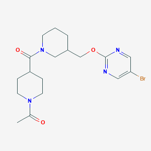 molecular formula C18H25BrN4O3 B2583676 1-[4-[3-[(5-Bromopyrimidin-2-yl)oxymethyl]piperidine-1-carbonyl]piperidin-1-yl]ethanone CAS No. 2379977-80-5