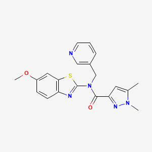 molecular formula C20H19N5O2S B2583679 N-(6-methoxybenzo[d]thiazol-2-yl)-1,5-dimethyl-N-(pyridin-3-ylmethyl)-1H-pyrazole-3-carboxamide CAS No. 1014090-38-0