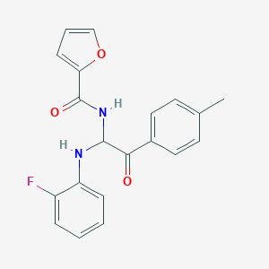 molecular formula C20H17FN2O3 B258368 N-[1-(2-fluoroanilino)-2-(4-methylphenyl)-2-oxoethyl]-2-furamide 