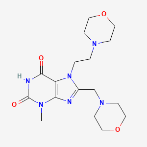 molecular formula C17H26N6O4 B2583682 3-Methyl-7-(2-morpholin-4-ylethyl)-8-(morpholin-4-ylmethyl)purine-2,6-dione CAS No. 847409-64-7