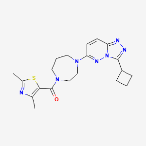 molecular formula C20H25N7OS B2583686 [4-(3-Cyclobutyl-[1,2,4]triazolo[4,3-b]pyridazin-6-yl)-1,4-diazepan-1-yl]-(2,4-dimethyl-1,3-thiazol-5-yl)methanone CAS No. 2310013-16-0