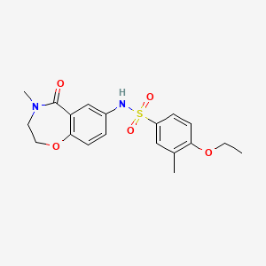 molecular formula C19H22N2O5S B2583687 4-ethoxy-3-methyl-N-(4-methyl-5-oxo-2,3,4,5-tetrahydrobenzo[f][1,4]oxazepin-7-yl)benzenesulfonamide CAS No. 922112-35-4