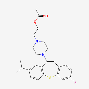 molecular formula C25H31FN2O2S B2583704 2-[4-(9-Fluoro-3-propan-2-yl-5,6-dihydrobenzo[b][1]benzothiepin-5-yl)piperazin-1-yl]ethyl acetate CAS No. 70931-51-0