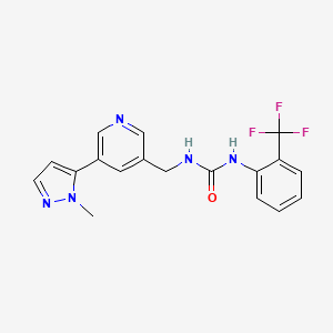 molecular formula C18H16F3N5O B2583705 1-((5-(1-méthyl-1H-pyrazol-5-yl)pyridin-3-yl)méthyl)-3-(2-(trifluorométhyl)phényl)urée CAS No. 2034560-37-5