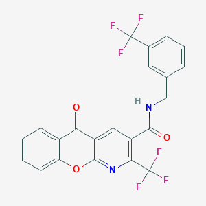 molecular formula C22H12F6N2O3 B2583708 5-oxo-2-(trifluoromethyl)-N-[3-(trifluoromethyl)benzyl]-5H-chromeno[2,3-b]pyridine-3-carboxamide CAS No. 241127-06-0