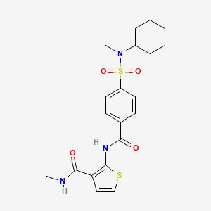 molecular formula C20H25N3O4S2 B2583710 2-(4-(N-cyclohexyl-N-methylsulfamoyl)benzamido)-N-methylthiophene-3-carboxamide CAS No. 888413-47-6
