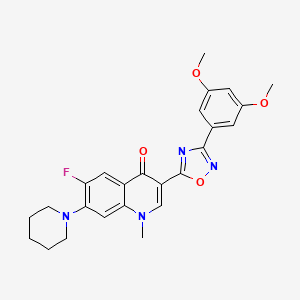 molecular formula C25H25FN4O4 B2583715 3-[3-(3,5-dimethoxyphenyl)-1,2,4-oxadiazol-5-yl]-6-fluoro-1-methyl-7-piperidin-1-ylquinolin-4(1H)-one CAS No. 1110984-39-8