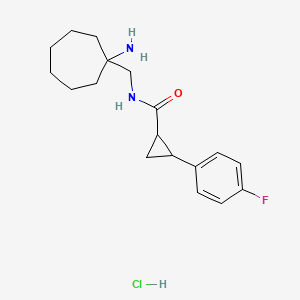 molecular formula C18H26ClFN2O B2583725 N-[(1-aminocycloheptyl)methyl]-2-(4-fluorophenyl)cyclopropane-1-carboxamide hydrochloride CAS No. 1590247-86-1