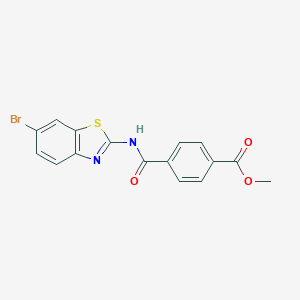 molecular formula C16H11BrN2O3S B258374 Methyl 4-{[(6-bromo-1,3-benzothiazol-2-yl)amino]carbonyl}benzoate 