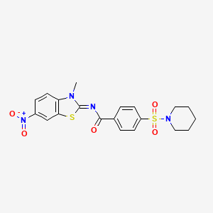 (E)-N-(3-methyl-6-nitrobenzo[d]thiazol-2(3H)-ylidene)-4-(piperidin-1-ylsulfonyl)benzamide