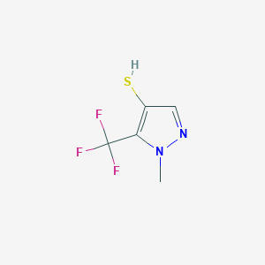 molecular formula C5H5F3N2S B2583746 1-Methyl-5-(trifluoromethyl)pyrazole-4-thiol CAS No. 2411261-79-3
