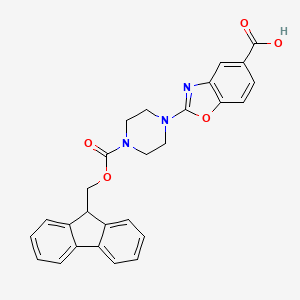molecular formula C27H23N3O5 B2583751 2-[4-(9H-Fluoren-9-ylmethoxycarbonyl)piperazin-1-yl]-1,3-benzoxazole-5-carboxylic acid CAS No. 2416230-63-0