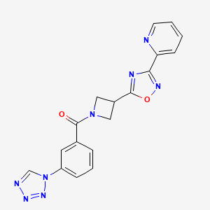 molecular formula C18H14N8O2 B2583763 (3-(1H-tetrazol-1-yl)phenyl)(3-(3-(pyridin-2-yl)-1,2,4-oxadiazol-5-yl)azetidin-1-yl)methanone CAS No. 1251710-15-2