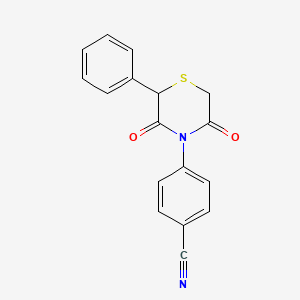 molecular formula C17H12N2O2S B2583768 4-(3,5-Dioxo-2-phenylthiomorpholin-4-yl)benzonitrile CAS No. 339109-20-5