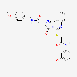 molecular formula C29H27N5O5S B2583771 2-[5-[2-(3-甲氧基苯胺)-2-氧代乙基]硫代-3-氧代-2H-咪唑并[1,2-c]喹唑啉-2-基]-N-[(4-甲氧基苯基)甲基]乙酰胺 CAS No. 1023456-32-7