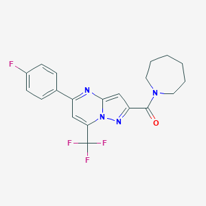 molecular formula C20H18F4N4O B258379 Azepan-1-yl-[5-(4-fluorophenyl)-7-(trifluoromethyl)pyrazolo[1,5-a]pyrimidin-2-yl]methanone CAS No. 5641-33-8