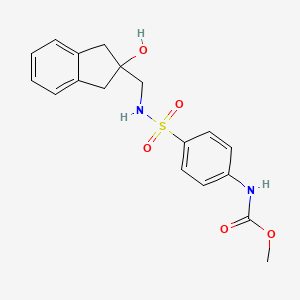molecular formula C18H20N2O5S B2583797 甲基(4-(N-((2-羟基-2,3-二氢-1H-茚-2-基)甲基)磺酰胺基)苯基)氨基甲酸酯 CAS No. 2034408-79-0