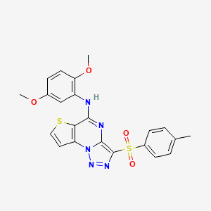 molecular formula C22H19N5O4S2 B2583799 N-(2,5-dimethoxyphenyl)-3-[(4-methylphenyl)sulfonyl]thieno[2,3-e][1,2,3]triazolo[1,5-a]pyrimidin-5-amine CAS No. 892733-64-1