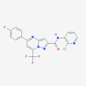 molecular formula C19H10ClF4N5O B258380 N-(2-chloropyridin-3-yl)-5-(4-fluorophenyl)-7-(trifluoromethyl)pyrazolo[1,5-a]pyrimidine-2-carboxamide 