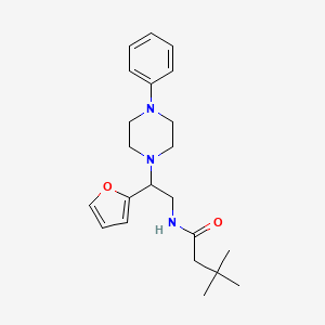 molecular formula C22H31N3O2 B2583810 N-(2-(furan-2-yl)-2-(4-phenylpiperazin-1-yl)ethyl)-3,3-dimethylbutanamide CAS No. 877631-79-3