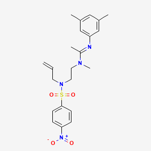 molecular formula C22H28N4O4S B2583816 N-(2-{allyl[(4-nitrophenyl)sulfonyl]amino}ethyl)-N'-(3,5-dimethylphenyl)-N-methylethanimidamide CAS No. 866132-71-0